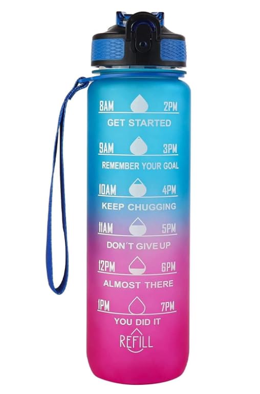 PIX N DOTS 1 Liter Motivational Water Bottle With Straw, Motivational Water Bottle With Time Marker. Leak Proof Durable BPA-Free Non-Toxic Water Bottle for Office, Gym & School Multicolored (B0DD8B5XF4) Amazon Price History, Amazon Price Tracker
