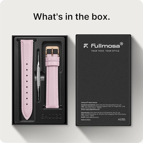 Image of Fullmosa 18mm Quick Release Leather Watch Band for Garmin | Traditional Smartwatch Replacement Strap for Garmin Venu 2S /3S /4(41mm) Women Men Formal Daily, Sand Pink&Rosegold Buckle