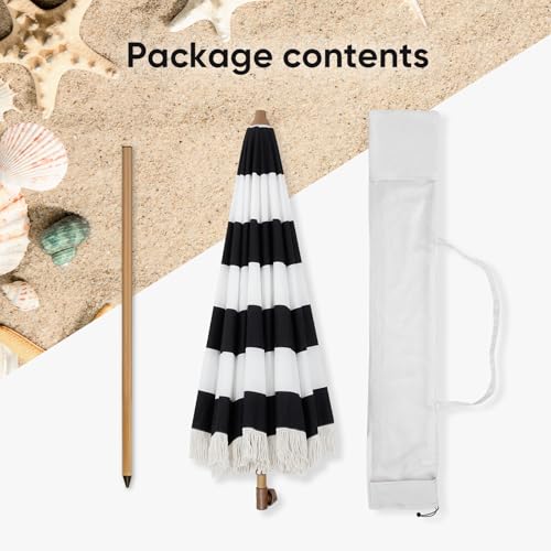 Image of Tempera Heavy Duty High Wind Beach Umbrella with Sand Anchor & Carry Bag | Patio Outdoor Umbrella with Aluminum Frame and Push Button Tilt, Ideal for Garden Lawn, UPF 60+