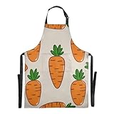 WDdZzyy - Delantal de zanahoria, color naranja con caricatura, resistente al agua, correa ajustable con delantales de servidor de bolsillo, para camarero para hornear