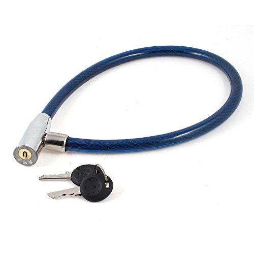 Aexit 66cm Long Bike Locks Blue Plastic Coated Bicycle Motorbike Metal U-Locks Cable Lock