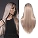 Produktbild 71cm (28'') Perücke braune und blonde Lang Glatt Ombre Perücken für Frauen, Dunkle Wurzel Mittelteil Volle Natürlich Party/Kostüm Wig Damen 041A