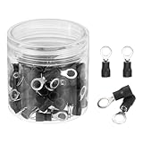 MECCANIXITY 100Pcs Insulated Ring Terminal RVS2-5 Battery Lugs 16-14AWG Electrical Crimp Terminals Eyelet Wire Connectors for Industrial, Electrical Wiring, Black