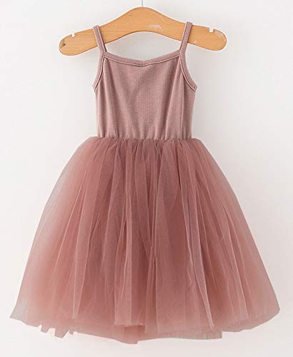 Image of GSVIBK Baby Girls Tutu Dress Sleeveless Toddler Cotton Tulle Skirt Princess Party Prom Dresses