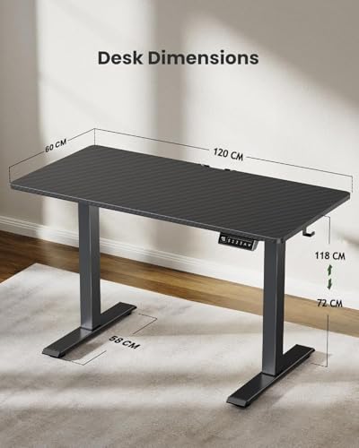 Image of ARTIKEL Artidesk Lite Electric Height Adjustable Table for Office & Home | Sit Stand Gaming Desk|80Kg Wt Lift | Cup Holder Headphone Hook Cable Management|120X60Cm | Carbon Black
