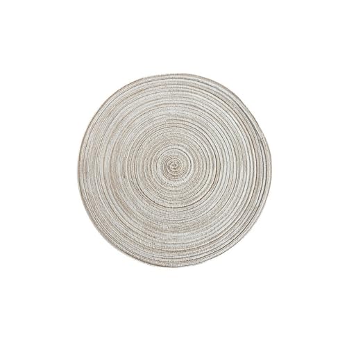 Image of Woven Cotton Yarn Circular Dining Table Placemat, Home Ramie Plate Bowl Mat, Anti-Slip (Milk Coffee Color, 4.3 inches)