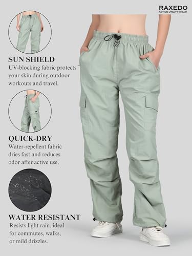 Image of Parachute Pants for Women - Water-Resistant Cargo Pants for Women | Stylish Activewear for Travel, Office, Gym, Trekking & Everyday Comfort | Korean Pants for Woman