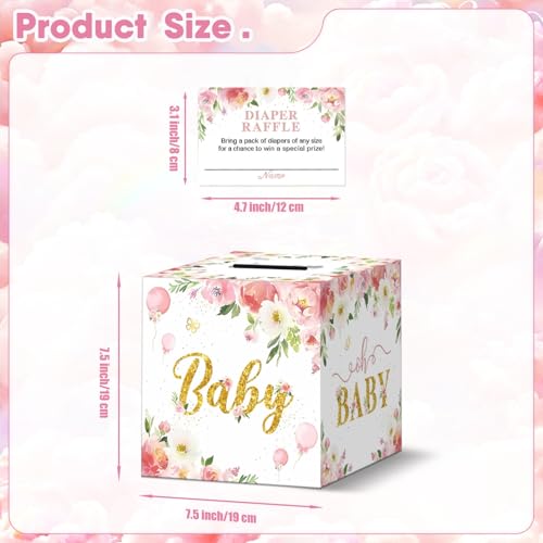 SINGOMON 50PCS Diaper Raffle Tickets Diaper Raffle Cards with 1PC Baby Shower Favor Box Diaper Raffle Box for Baby Shower Game Invitations for Gender Reveal Decorations Baby Shower Decorations Table Centerpieces - Image 3