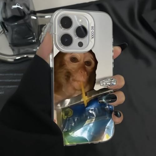 2026 New Monkey Phone Case, Funny Monkey Drinking Juice Phone Case - All inclusived Shockproof TPU Cover for iPhone 17 Pro Max to 11 series (for iPhone 12,Black) - Image 2