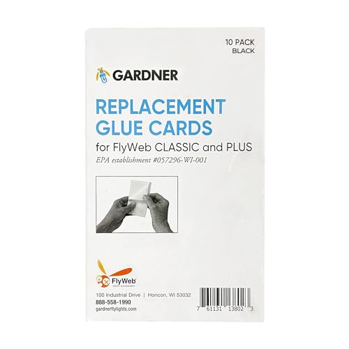 Gardner - FlyWeb Fly Light Glue Boards 1 Pack of 10 Replacement Glue Boards Flyweb Classic Fly Light - Trap Fruit Flies, Mosquit