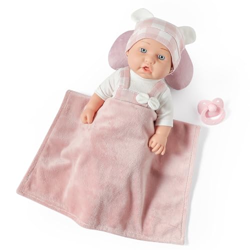 eDollable 30,5 cm Baby Puppen Spielzeug Set mit Zubehör, inklusive Baby-Puppentrage, Stubenwagen, Schnuller und Decke, erste Babypuppe für Kleinkinder, Mädchen ab 3 Jahren – Bild 5