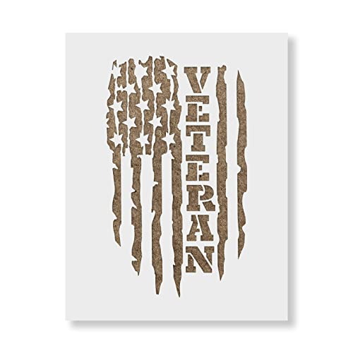 Veteran American Flag Stencil - Transform Items with Military Stencils and Designs, Metal