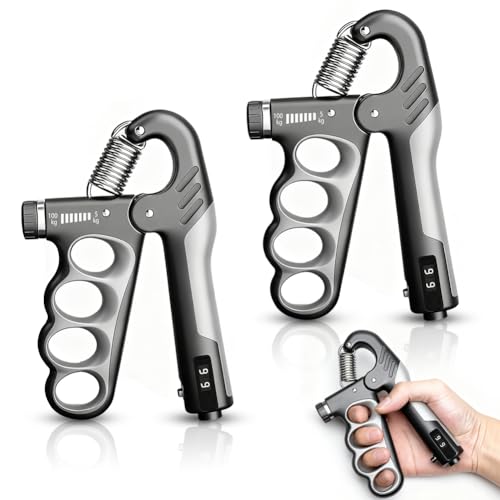 Handtrainer, 5-100 kg, vingertrainer, instelbare grip, instelbare weerstand, 5-100 kg, trainer voor hand en onderarm, sportaccessoires voor regelmatige training thuis, grijs