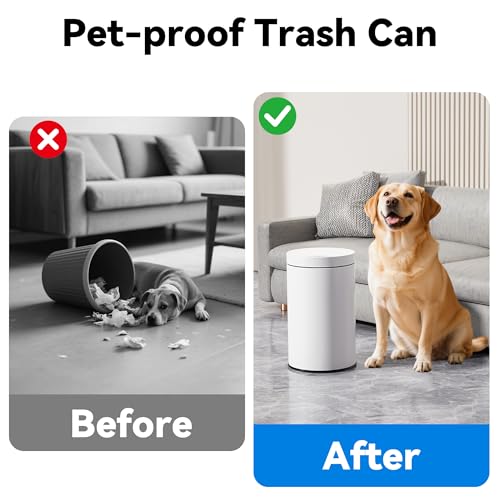 Image of kaylowe Motion Sensor Bathroom Trash Can with Lid 4 Gallon Stainless Steel Garbage Cans Automatic Touchless Garbage Bin for Kitchen, Bedroom, Office, Living Room, White