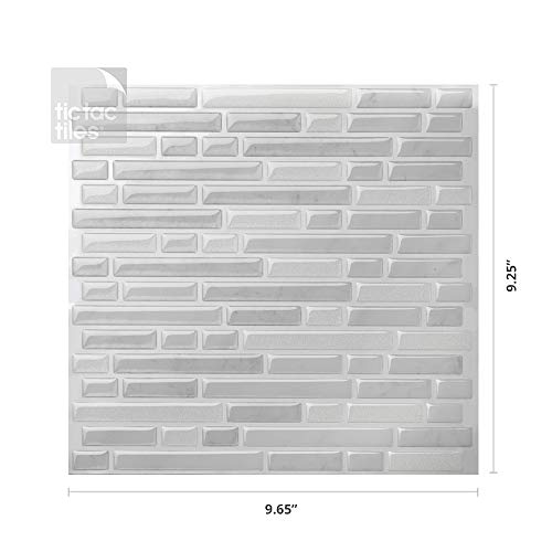 Tic Tac Tiles Peel and Stick Self Adhesive Removable Stick On Kitchen Backsplash Bathroom 3D Wall Sticker Wallpaper Tiles in Como Designs (10, White) - Thumbnail 3