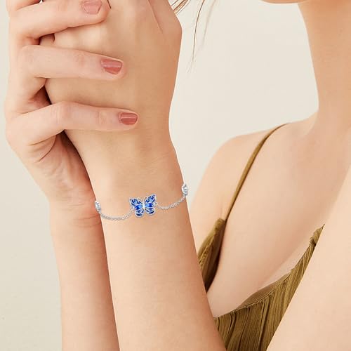 Image of Dragonfly Bracelet 925 Sterling Silver Butterfly Bracelet Adjustable Celtic Moon Bracelet Irish Celtic Jewelry Gifts for Women