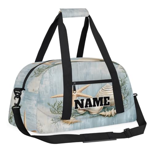 Seashell Starfish Custom Ballet Dance Bag Rustic Wooden Personalised Sport Gym Bag for Travel, Duffel, Weekender2