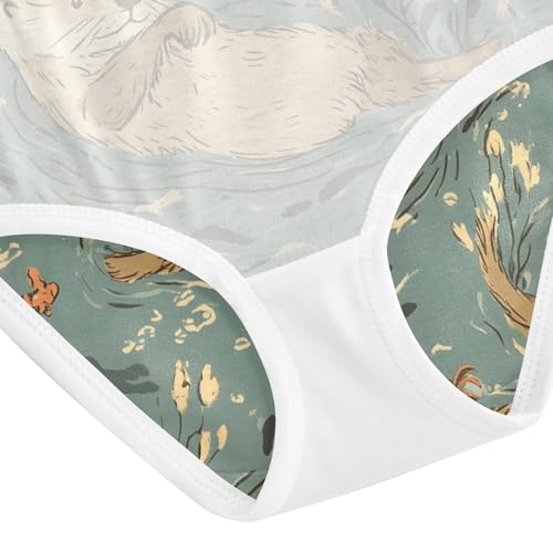 Toddler Girl Panties, Otters and Crab Girls' Cotton Brief Underwear, 2–8 Years4