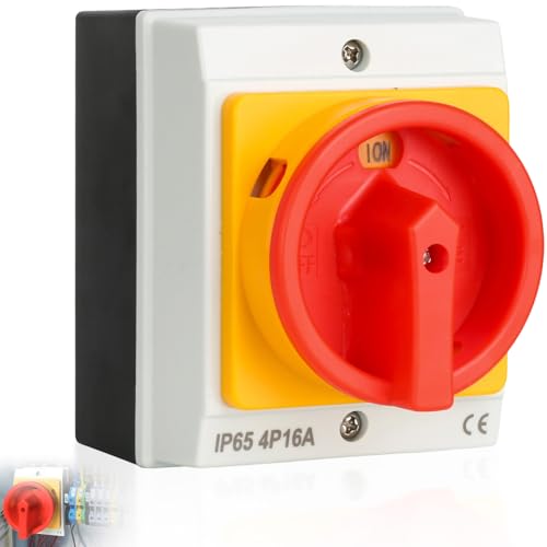 Image of UKP-16A 4P 4 Pin Machine Rotary Switch, Circuit Breaker Isolator with Negative Isolation, Waterproof IP65 Rotary Control for Heavy Duty Power Systems Indoor Outdoor Use