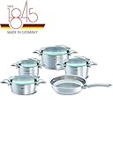 R ALLHERDBODEN: Dank dem cookstar Allherdboden sind die Töpfe und die Pfanne für alle Herdarten, Gasherd, Glaskeramikherd, Elektroherd und Induktion geeignet. Er sorgt für eine optimale Wärmeverteilung und -speicherung und hilft so Energie zu sparen.