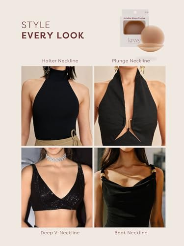 Image of Krvvy Invisible Nipple Pasties | Silicone Nipple Covers | Reusable upto 50 Times | Skin-Friendly Self Adhesive Pasties for Women | Nipple Pasties - 2 Pcs