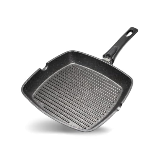 Home Icon Granit grillpanna 29 cm avtagbart handtag, induktion, gas och elektrisk kompatibel, POFA-fri Whitford non-stick beläggning