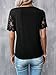 SweatyRocks Women's Lace Scallop Trim T Shirt Short Sleeve V Neck Tank Tee Tops Black Large
