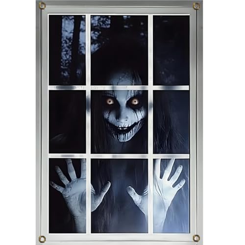 ENYACOS Scary Halloween Window Decorations - Outdoor & Indoor Party Decor & Accessories Halloween Horror Curtains