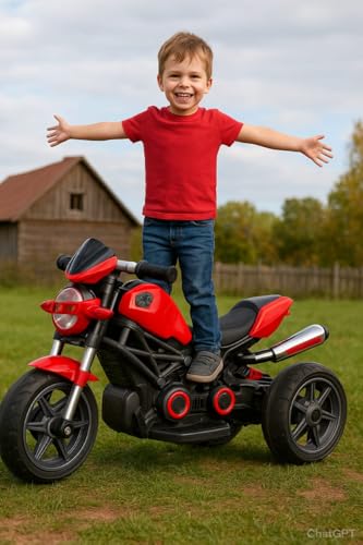 Image of Happy Goods Three-Wheeled Harley Electric Battery Operated Ride on Motorbike for Kids of Age 2 Year to 8 Years with Foot Accelerator -Multi Color