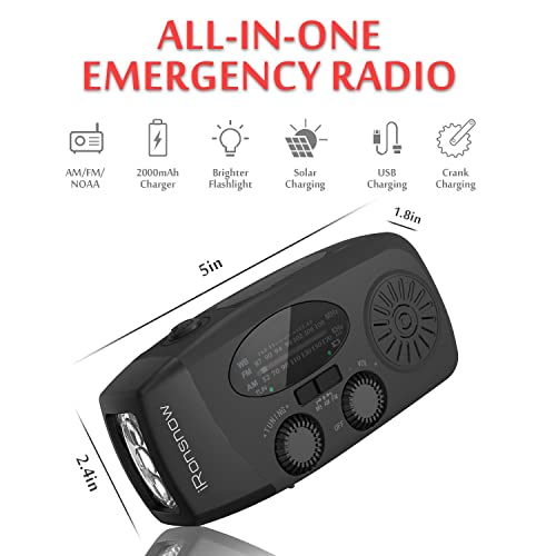 image for iRonsnow Solar Emergency NOAA Weather Radio Dynamo Hand Crank Self Pow