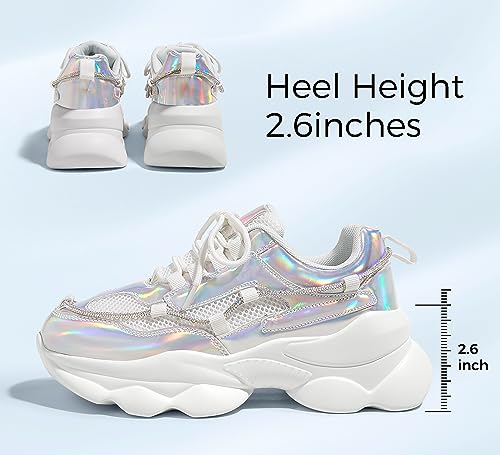 LUCKY STEP Women's 90s Chunky Sneakers Sparkly Bling Rhinestone Rope Platform Casual Thick Dad Rave Walking Shoes2