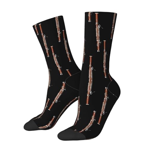 Bassoon On Black Socks For Women Men Soft Novelty Crew Socks Athletic Socks Funny Crazy Dress Socks