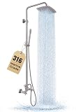 G-Promise 316 Marine Grade Stainless Steel Outdoor Shower Kit - Includes 10' Rain Shower Head & Handheld Spray, Wall Mounted, Maximum Corrosion Resistant for Poolside, Backyard, Coastal Homes