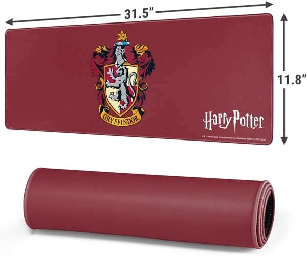 Skinit Large Gaming Mouse Pad - Officially Licensed Gryffindor House Crest Design with Stitched Edges, Waterproof, Non-Slip Rubber Base, Desk Mat for Keyboard & Mouse, 31.5" x 11.8" inches