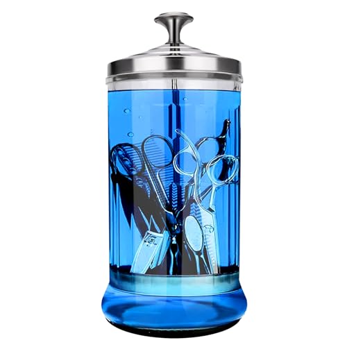 Disinfectant Sterilizer Glass Jar - Capacity 21 Oz Glass with Removable Strainer Tray for Cleaning Storage & Organization of Manicure Nail Tools & Barber Salon Supplies