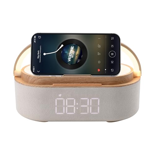 RED5 Light Up Compact Wireless Charger Dock Stand Bluetooth Speaker Alarm Clock - Image 3