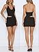 MiiVoo Women's Summer Sexy Cutout Halter Bodycon Mini Dresses Deep V-Neck Backless Ruched Party Club Short Dresses (US, Alpha, Medium, Regular, Regular, Black)