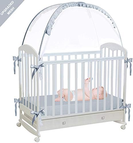 RUNNZER Baby Crib Safety Pop Up Tent, Crib Net to Keep Baby in, Crib Canopy Cover to Keep Baby from Climbing Out