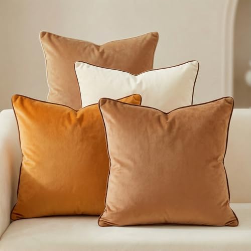 Mecatny Set of 4 Velvet Throw Pillow Covers 20x20, Soft