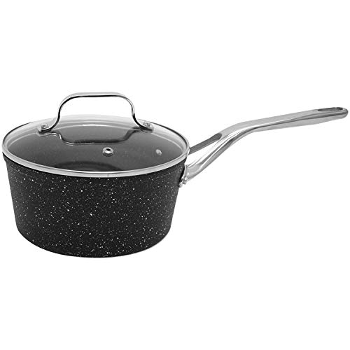 THE ROCK by Starfrit 3-Quart Saucepan with Glass Lid & Stainless Steel Handle, Black - Thumbnail 2
