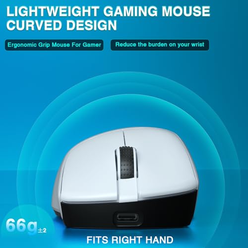 Image of SOLAKAKA SM805 Lightweight Wireless Gaming Mouse,24000 DPI,Tri-Modes Connection,BT5.0 /Type-C Wired /2.4G Wireless Mouse Gaming with 2 Side Buttons, Engineering Grip Custom Mouse for Gamer,White