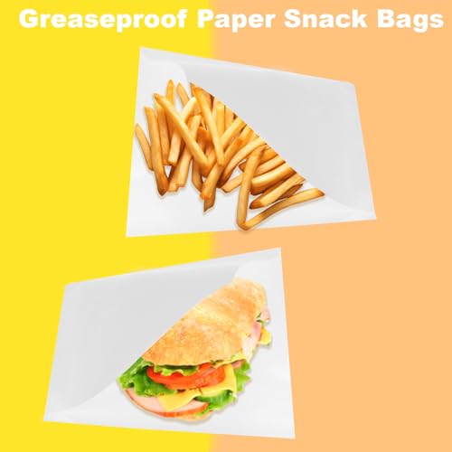 Sacs à sandwich anti-gras en papier kraft blanc double ouverture pour biscuits - 5