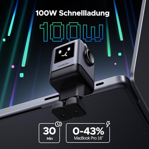 UGREEN UNO 100W USB C Ladegerät 4-Port, LED Display Robot Charger – Ansicht 2