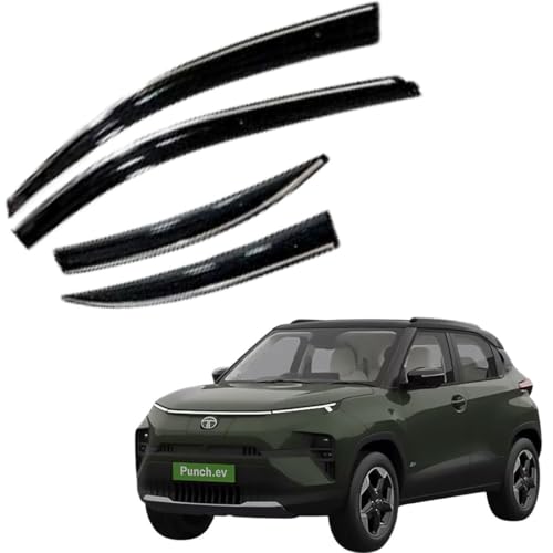 Image of CAR SAAZ Chrome Line Door Visor for Punch EV (2024-Present) (Set of 4Pcs) | Rain Guard | Wind Deflector