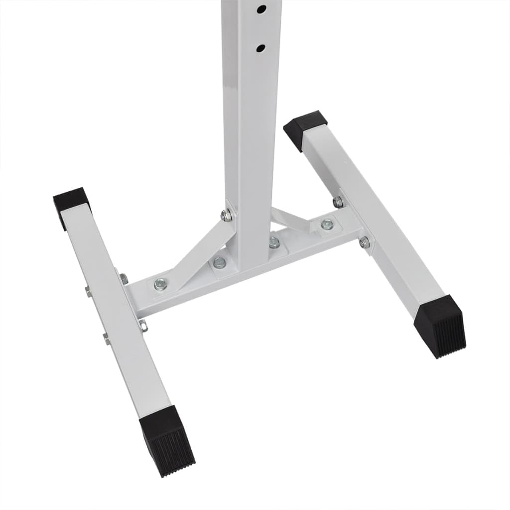 vidaXL Squat Barbell Rack Set - Adjustable and Durable, Steel Exercise Equipment with Non-Slip Legs for Home Gym - Black/White