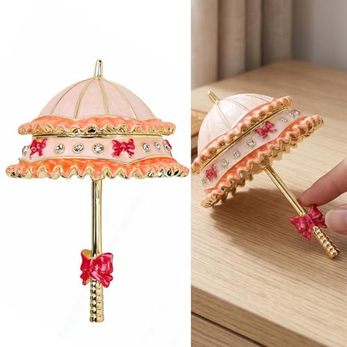 Boîte à bijoux parapluie émail Focket avec strass faits main - 5