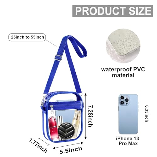 Image of Fibrdoo Clear Crossbody Purse Bag, Clear Bag Stadium Approved with Front Pocket for Concerts Sports Festivals