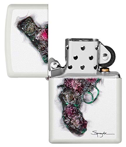 Encendedor Zippo Spazuk Flower Blanco Mate de Bolsillo miniatura 4