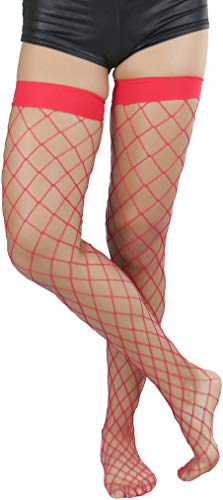 Image of ToBeInStyle Women's Diamond Large and Fine Fence Net Fishnet Nylon Thigh High