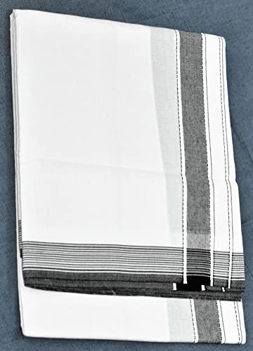Image of TUNI MANI Men's Cotton Dhoti /Kerala Style Dhoti, 2.0meter (Pack of 2)